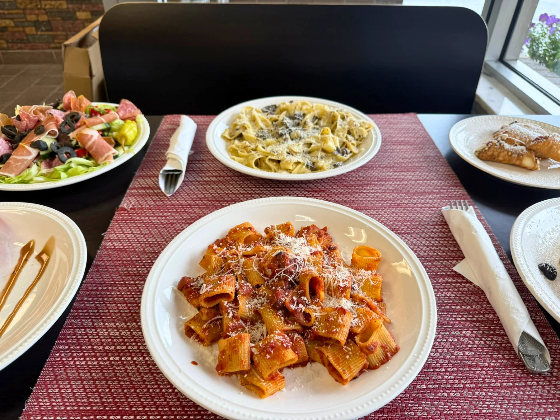 Freshly prepared pasta and salads photographed for Eataliana